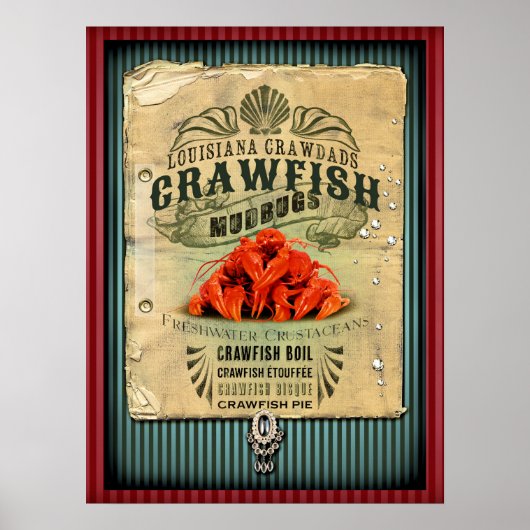 Louisiane Crawfish Poster de la Nouvelle-Orléans (Devant)