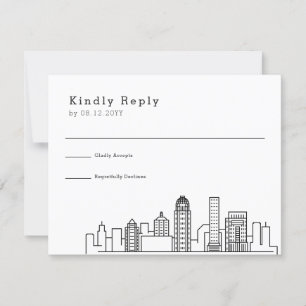 Louisville bruiloft   Gestileerde Skyline RSVP Kaartje