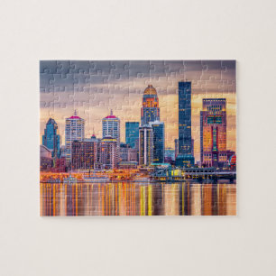 Louisville Buildings Sunset Jigzaag Puzzle Legpuzzel