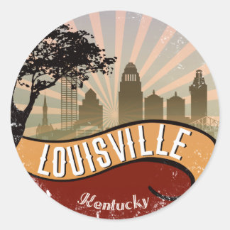 Louisville City Skyline Retro  Sticker