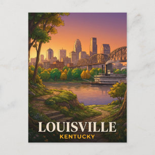 Louisville Kentucky Stoomschip Rivierfront Reis Briefkaart