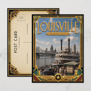 Louisville Kentucky Vintage Art Deco Gouden Tijdpe Briefkaart