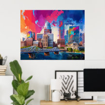 Louisville kleurrijke skyline Abstracte kunst