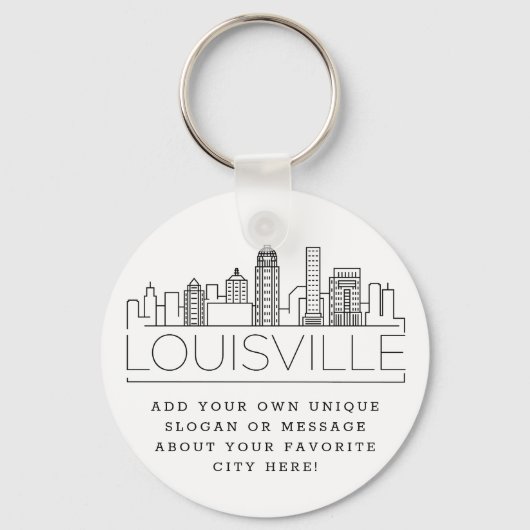Louisville, KY Stylized Skyline | Aangepaste sloga Sleutelhanger (Voorkant)