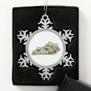  Louisville Lexington Kentucky Map Tin Sneeuwvlok Ornament