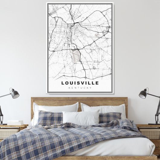 Louisville Map Canvas Afdruk (Insitu (Slaapkamer))