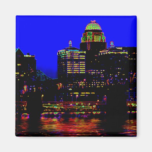 Louisville Neon Skyline Magnet (Devant)