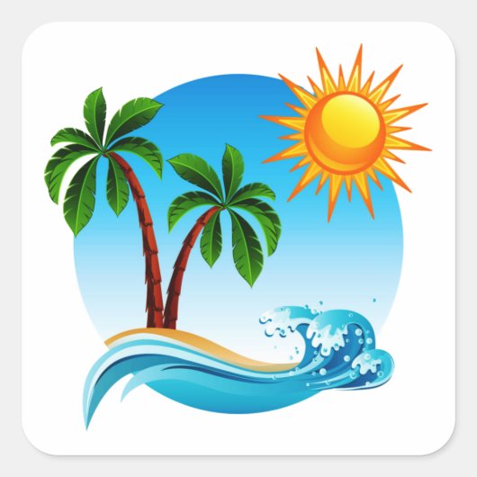 Lounge aan het strand vierkante sticker (Voorkant)