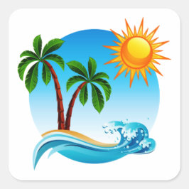 Lounge aan het strand vierkante sticker