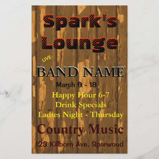Lounge, Bar Tavern Live Music Flyer (Voorkant)