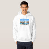Lounge-carrossen en dergelijke paraplu's op strand hoodie (Voorkant volledig)