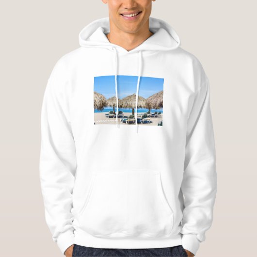 Lounge-carrossen en dergelijke paraplu's op strand hoodie (Voorkant)