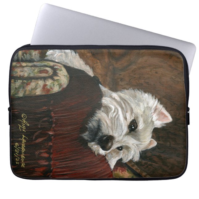 Loungen Westie op de bank Laptop Sleeve (Voorkant)