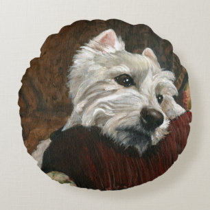 Loungen Westie op de bank Rond Kussen
