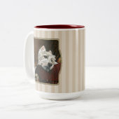 Loungen Westie op de bank Tweekleurige Koffiemok (Voorkant links)