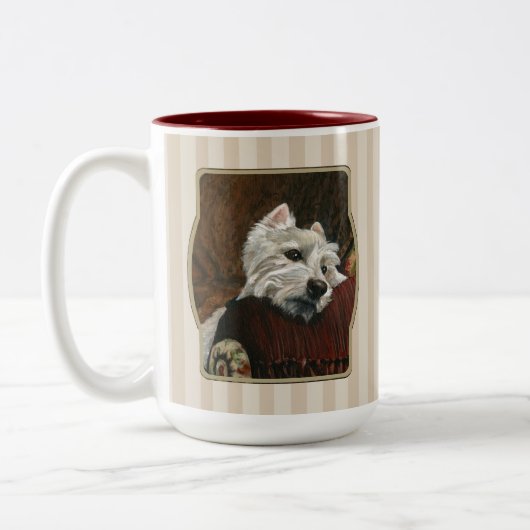 Loungen Westie op de bank Tweekleurige Koffiemok (Links)