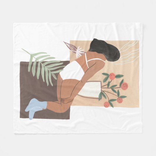 Lounging Woman Fleece Deken (Voorkant (Horizontaal))