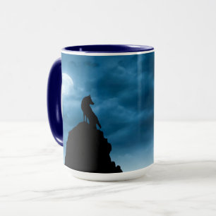 Loup À La Mug En Céramique Lune