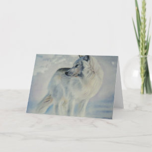 "Loup arctique carte de Noël en hiver"