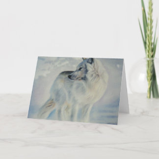 "Loup arctique carte de Noël en hiver"