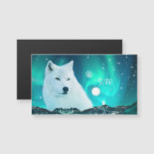 Loup arctique et nuit magique Carte magnétique (Devant / Derrière)