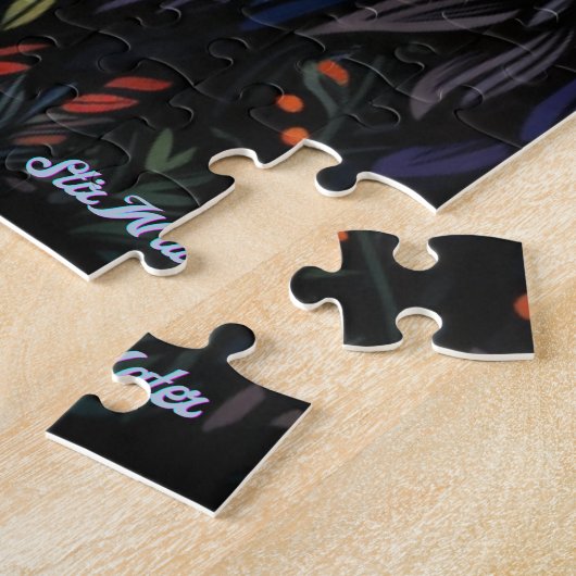 loup avec lune dans une forêt Puzzle pour tous les (Côté)