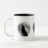 Loup avec tasse de café-design pleine lune. (Gauche)
