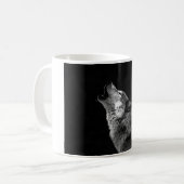 Loup blanc noir hurle à la moon Coffee Mug (Devant gauche)
