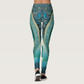 Loup céleste conception Leggings dans les tons ble (Dos)