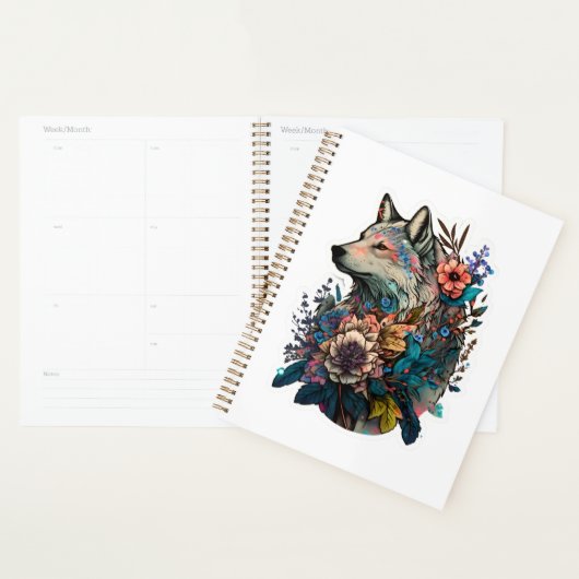 Loup Coloré Avec Fleurs (Devant avec enveloppe)