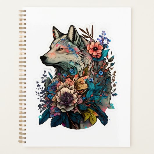Loup Coloré Avec Fleurs (Devant)