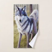 Loup coloré debout (Serviette à main)