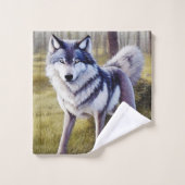 Loup coloré debout (Gant de toilette)