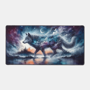 Loup Cosmique Sous des Cieux au Clair de Lune