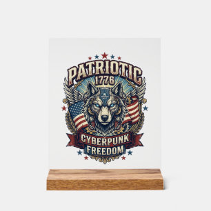 Loup Cyberpunk de la Liberté Patriotique Ai Futur