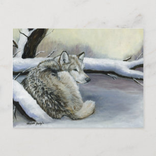 Loup dans la carte postale d'art animal de neige