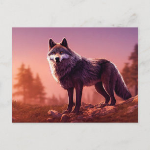Loup dans la carte postale de la nature sauvage