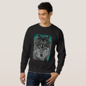 Loup dans le sweatshirt turquoise de glace (Devant entier)