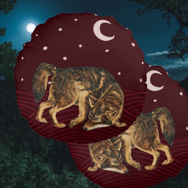 Loup de nuit hiver coussin animal de forêt (Créateur téléchargé)