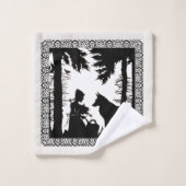 Loup de Petit Chaperon Rouge Noir Blanc dans les B (Gant de toilette)