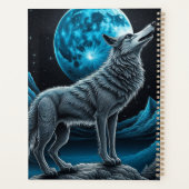 Loup debout devant la pleine lune | Art IA (Dos)