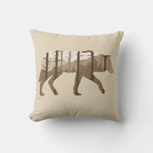 Loup dehors avec les arbres et le coussin de (Recto)