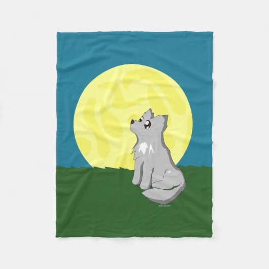 Loup délabré mignon avec la couverture de lune (Devant)