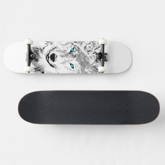 Loup | Dessin de loup gris | Skateboard Wolf (Horz)