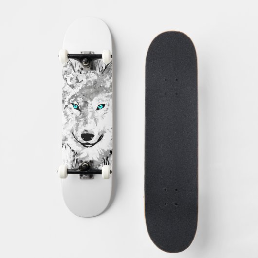 Loup | Dessin de loup gris | Skateboard Wolf (Recto)