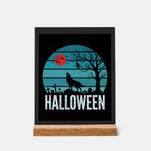 Loup d'Halloween Cimetière Lune Vecteur