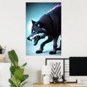 Loup effrayant montrant des dents | AI Art Poster (Bureau à domicile)