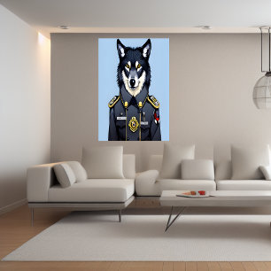 Loup en uniforme de police   AI Art Poster