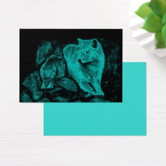 Loup et corbeau dans la nuit (Bureau)