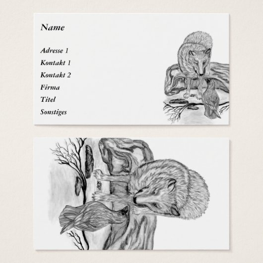 Loup et corbeau - Design noir et blanc (Devant & derrière)